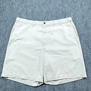 Haggar Shorts Mens 40 Khaki Classic Golf Flat Front 10" Inseam Pockets Cotton‎